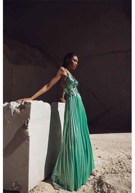 Abito lungo con gonna plissè Mestri Couture MAESTRI | Abiti | 4939 4939FPISTACCHIO